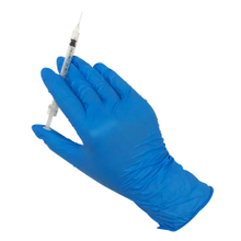 Guantes médicos de nitrilo desechables sin polvo azul biodegradable