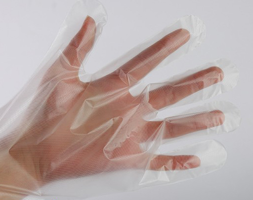Guantes de polietileno transparentes de alta densidad para servicio de alimentos de 60 cm.