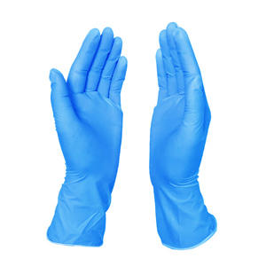 Tres tipos de guantes utilizados en establecimientos de salud.