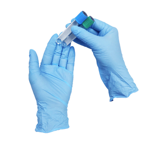 Guantes de examen de nitrilo sin polvo grandes azules para hospital
